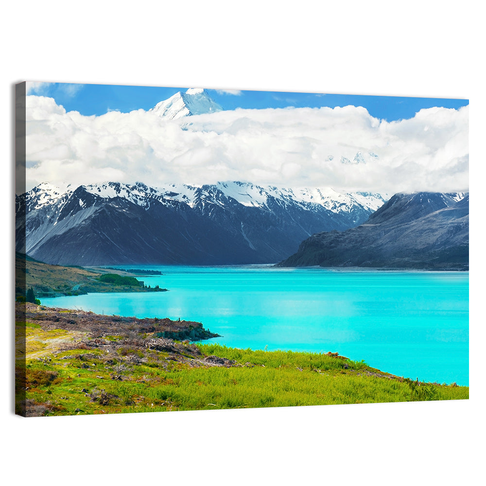 Turquoise Lake Pukaki with Mount Cook Wall Art, canvas print, landscape