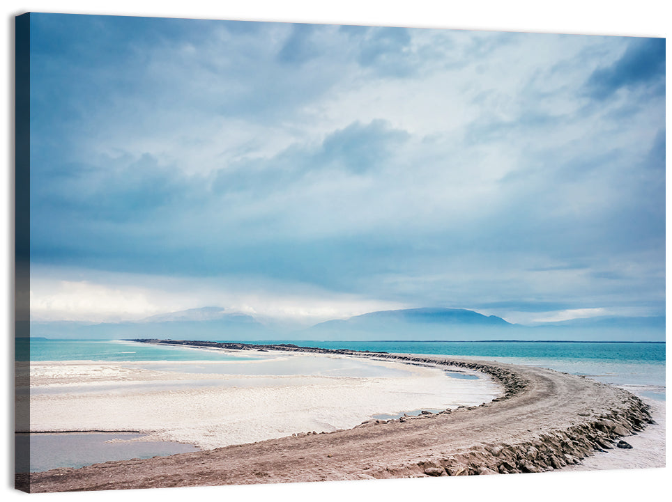 Dead Sea Salt Flats Coastline Wall Art, canvas print, landscape