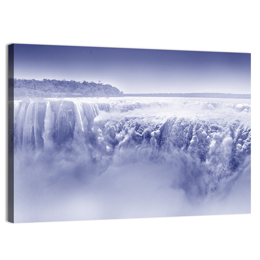Iguazu Falls Blue Monochrome Wall Art, canvas print, landscape