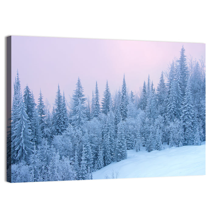 Snowy Winter Forest Wall Art as a canvas print