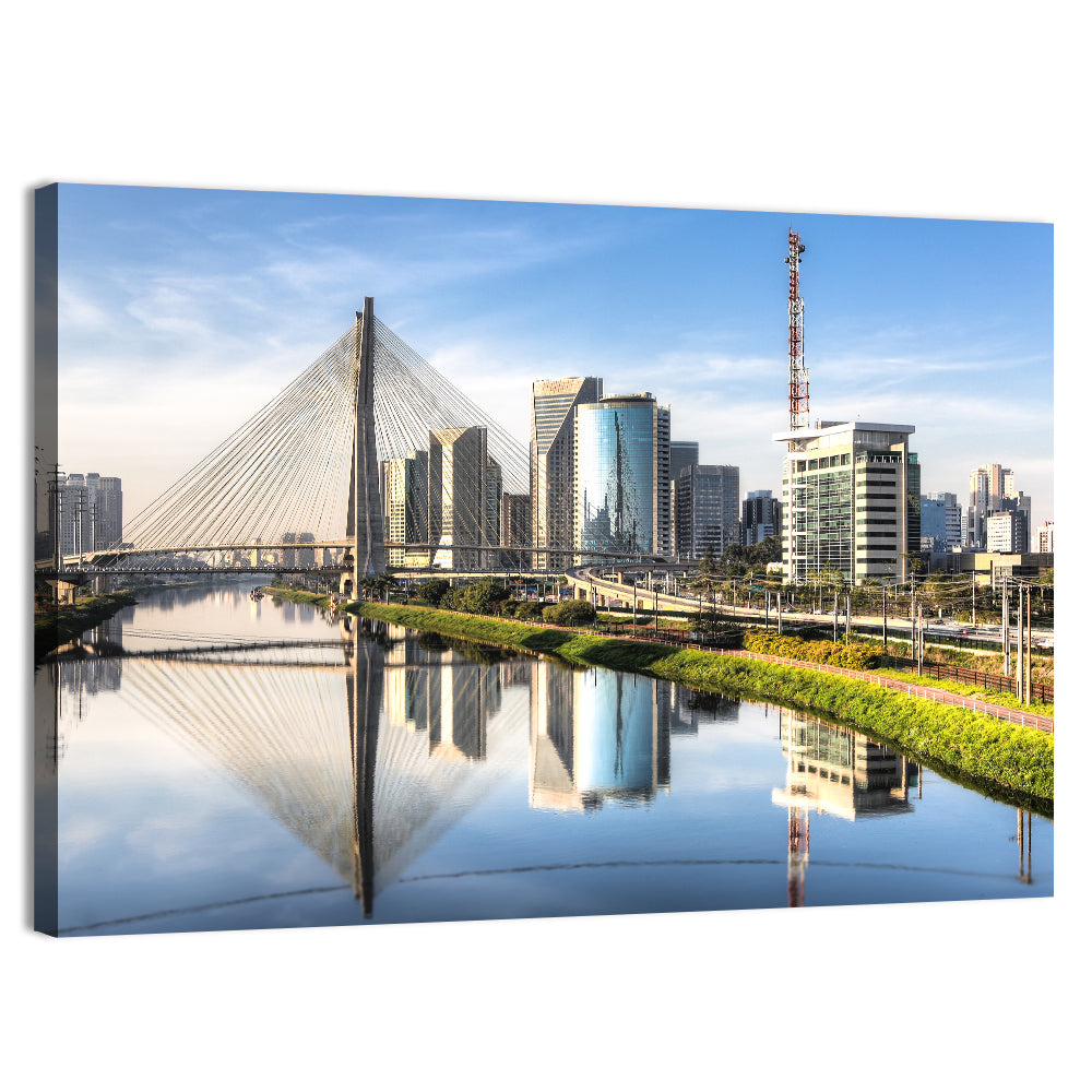 Estaiada Bridge Reflections Wall Art, canvas print, landscape