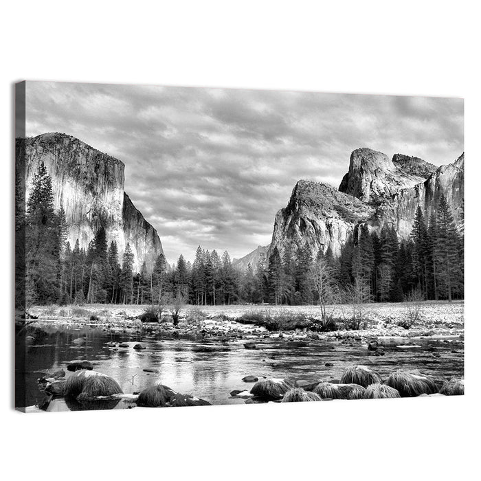 Yosemite Valley Winter View Wall Art as a canvas print