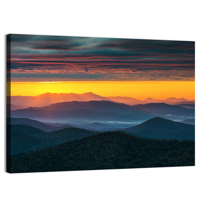 Misty Blue Ridge Sunrise North Carolina Wall Art