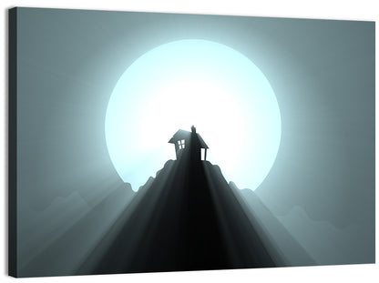 Moonlit Mountain Hut Wall Art