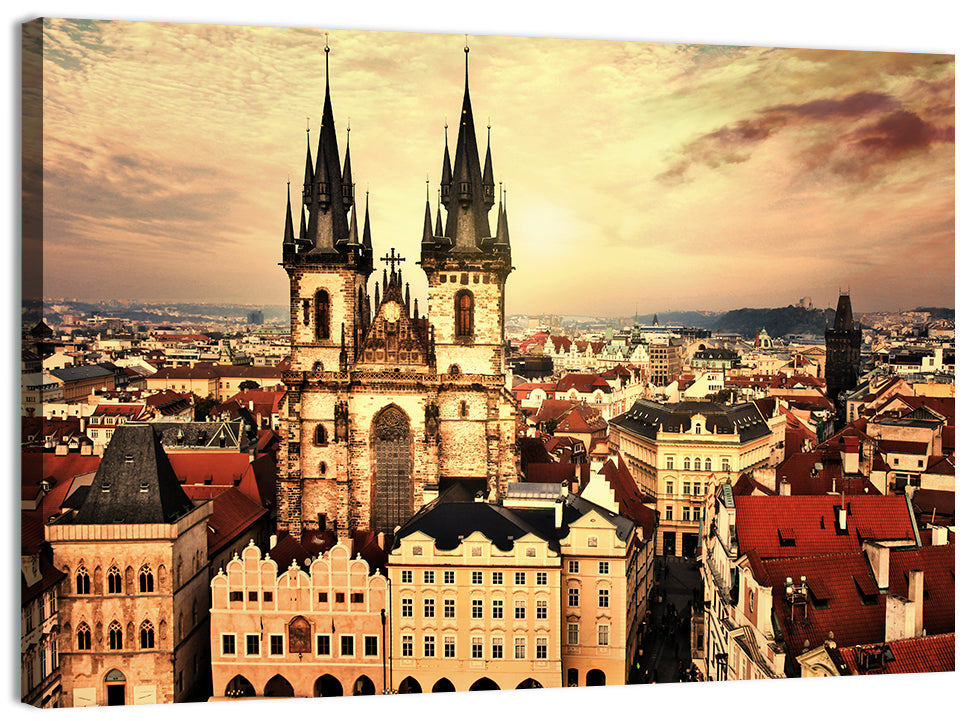Prague Old Town Skyline at Golden Hour Wall Art