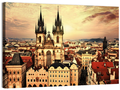 Prague Old Town Skyline at Golden Hour Wall Art