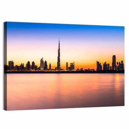 Dubai Skyline at Dusk Wall Art