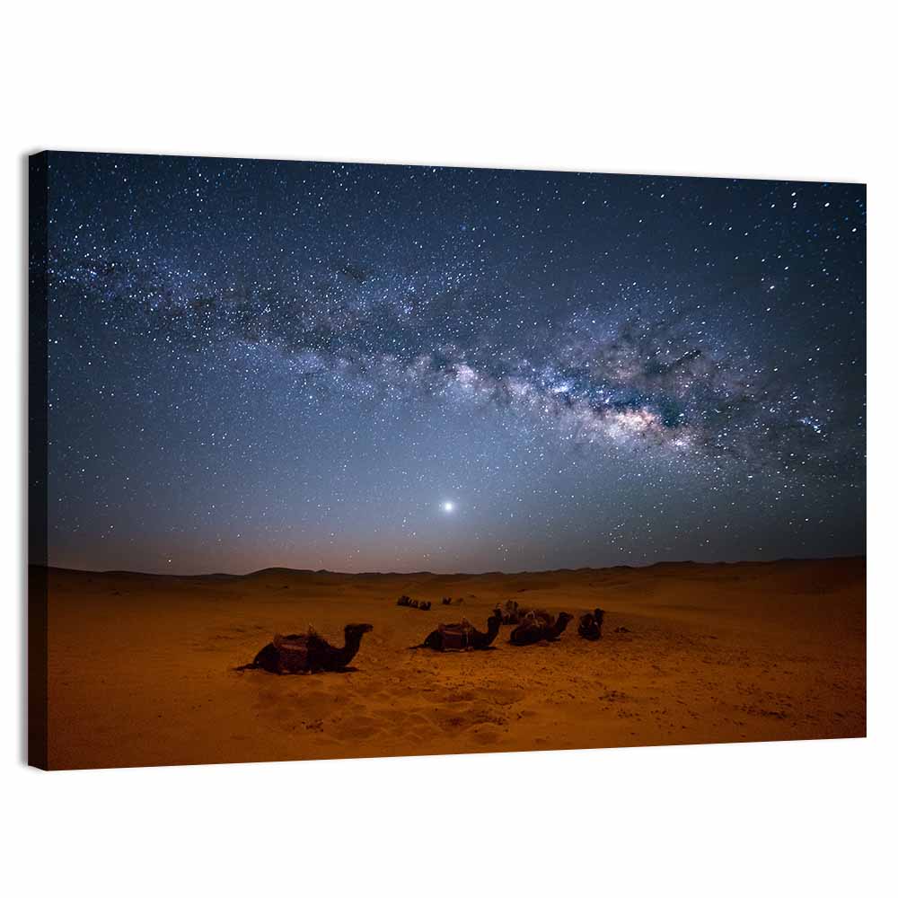 Sahara Night Sky with Camels Wall Art