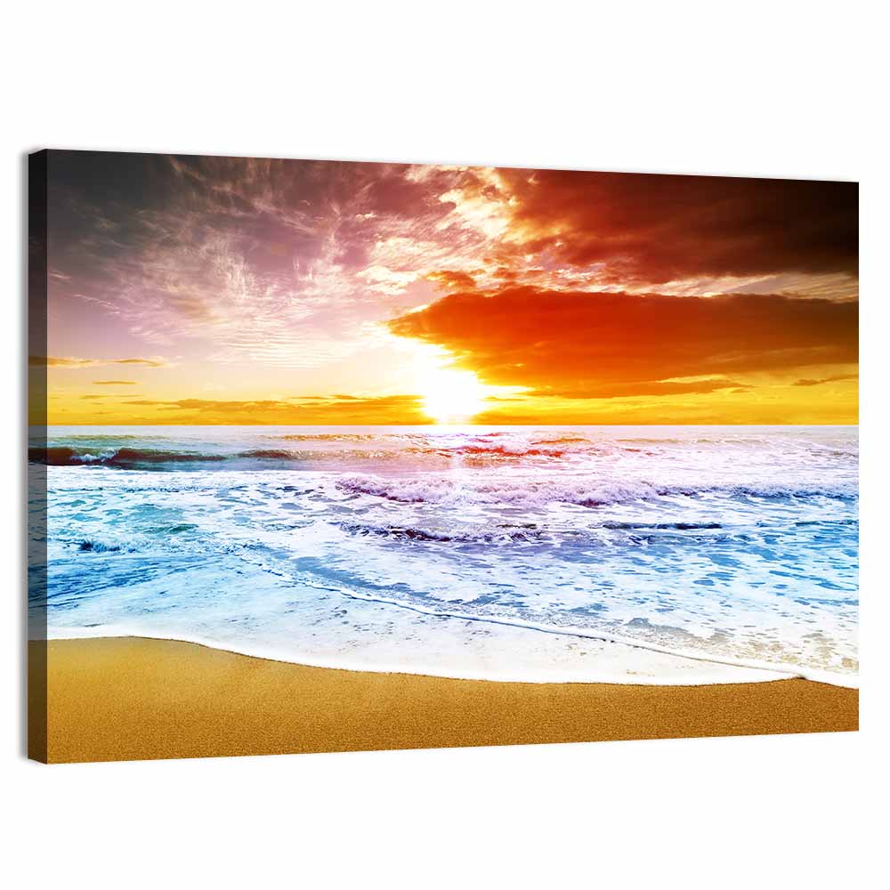 Golden Beach Sunset Wall Art