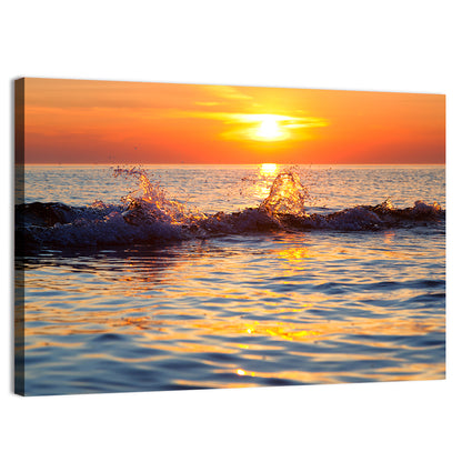 Lake Michigan Sunset Waves Wall Art