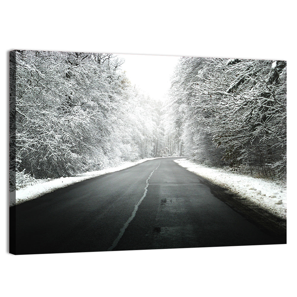 Glowing Winter Road Wall Art, canvas print, landscape