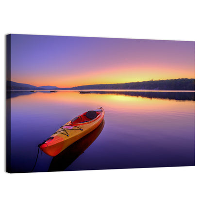 Bright Orange Kayak at Sunset Wall Art