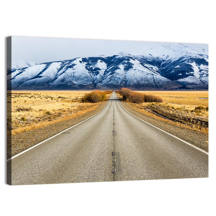 El Calafate Road with Snow Peaks Wall Art as a canvas print