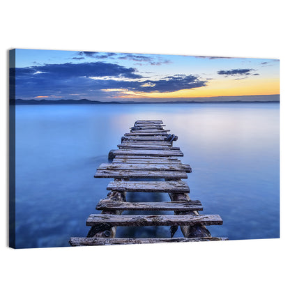 Weathered Lake Pier at Dusk Wall Art