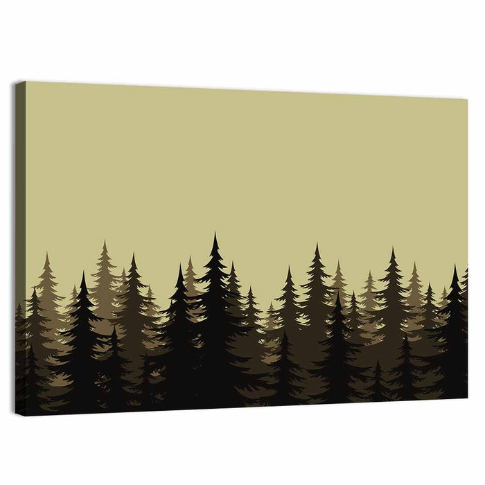 Fir Tree Silhouettes Wall Art as a canvas print