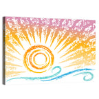 Sun and Waves Illustration Wall Art