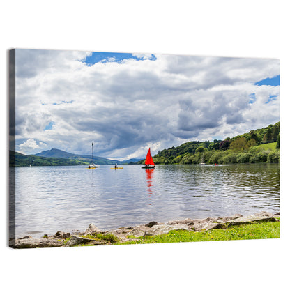 Bala Lake Sailboat Reflection Wall Art