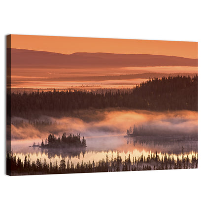 Lapland Sunrise Over Misty Lake Wall Art