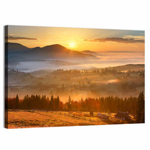 Mountain Village Sunrise Wall Art