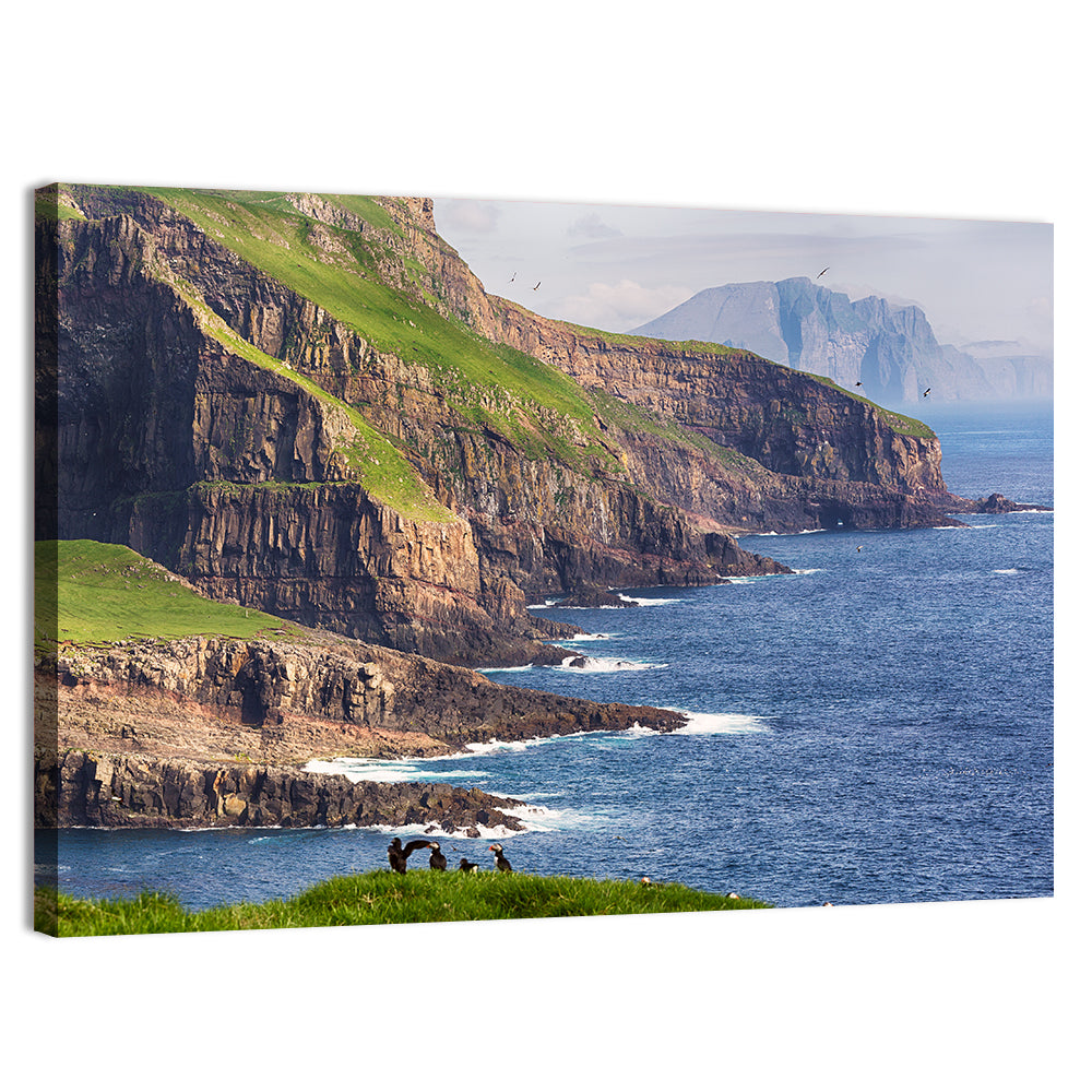 Mykines Cliffs, Faroe Islands Wall Art, canvas print, landscape
