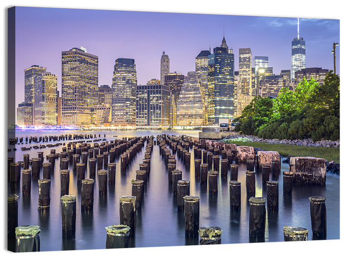 Manhattan Skyline at Twilight Wall Art as a canvas print