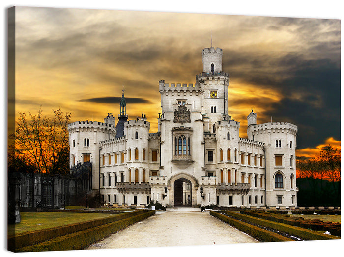 Hluboká Castle at Sunset Wall Art as a canvas print