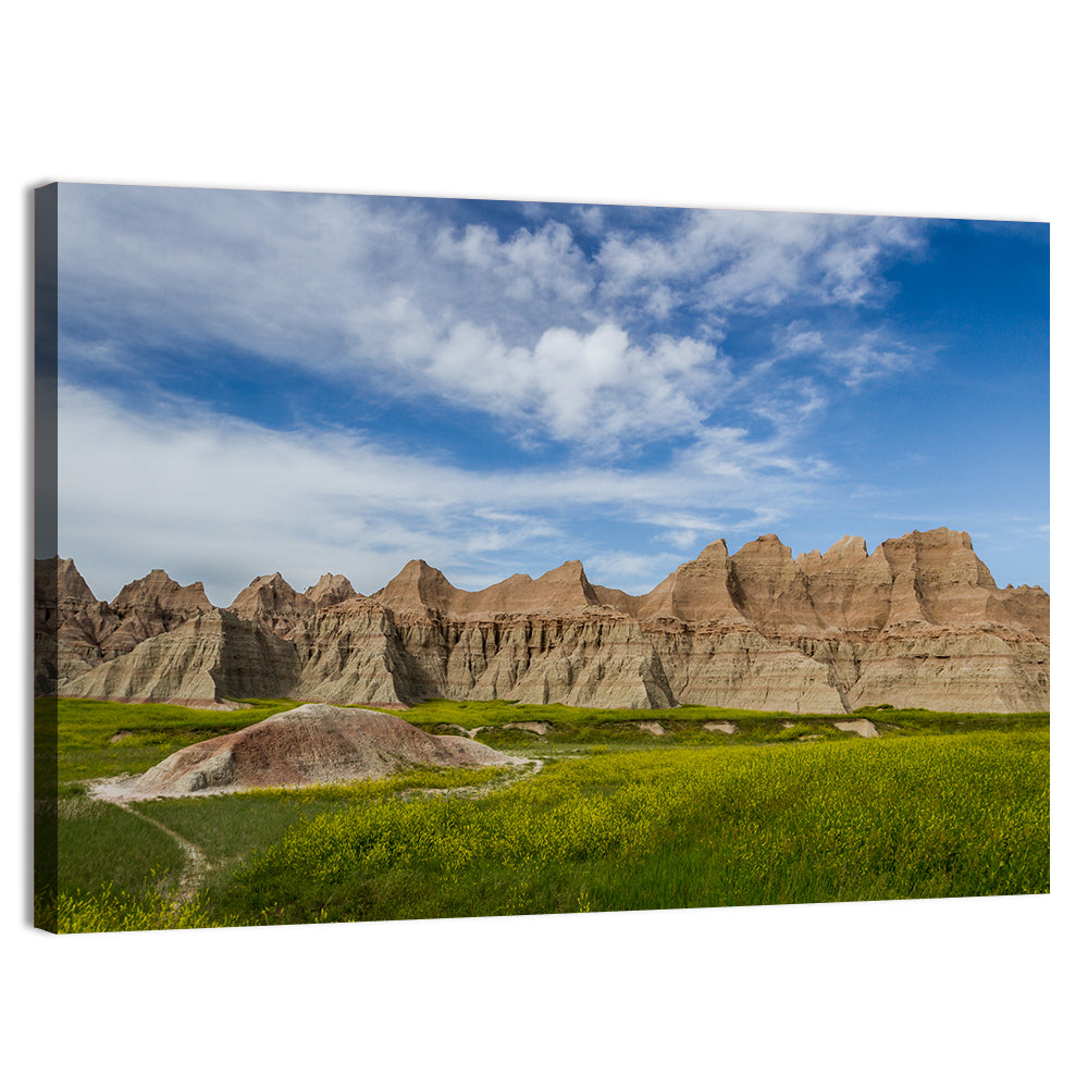 Badlands Meadow and Rock Formations Wall Art