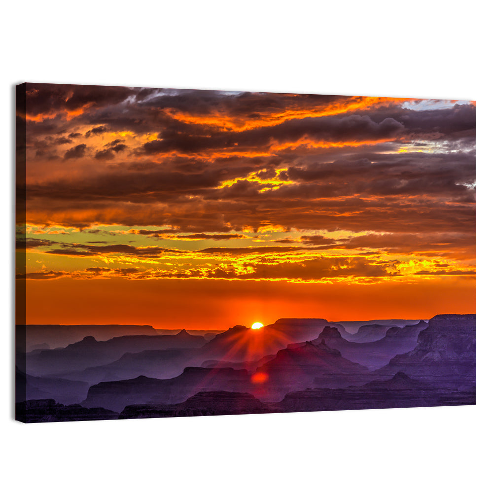 Lipan Point Sunset Sunburst Wall Art, canvas print, landscape