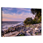 Lake Michigan Rocky Shoreline at Dusk Wall Art