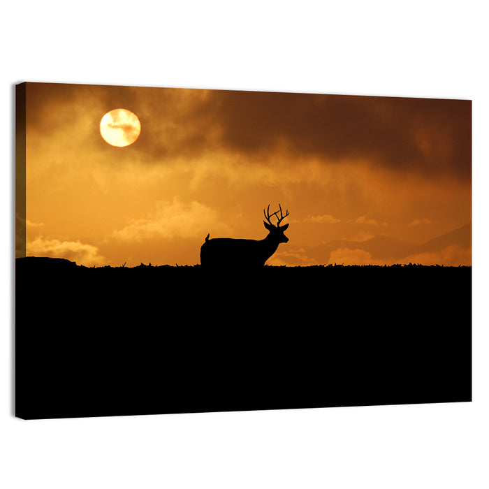 Deer at Sunset Wall Art as a canvas print