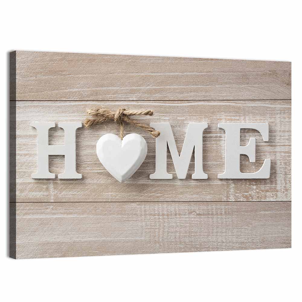 Home with Heart and Twine Wall Art