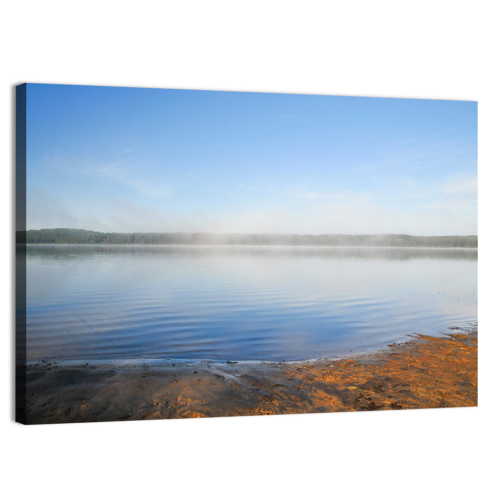 Morning Fog Over Abitibi Lake Wall Art, canvas print, landscape