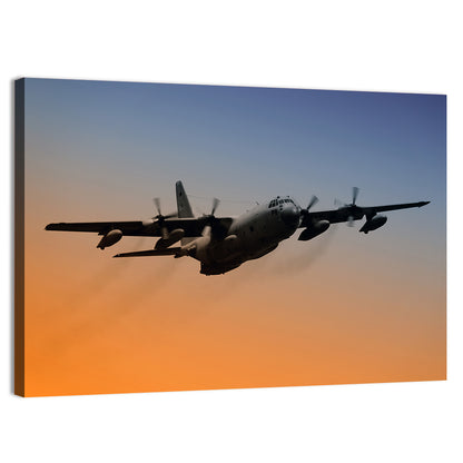 Four-engine Military Transport at Dusk Wall Art