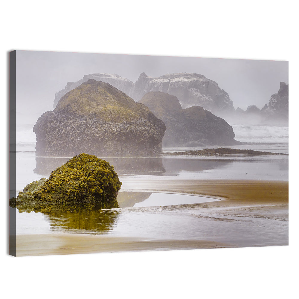 Misty Oregon Sea Stacks Wall Art, canvas print, landscape