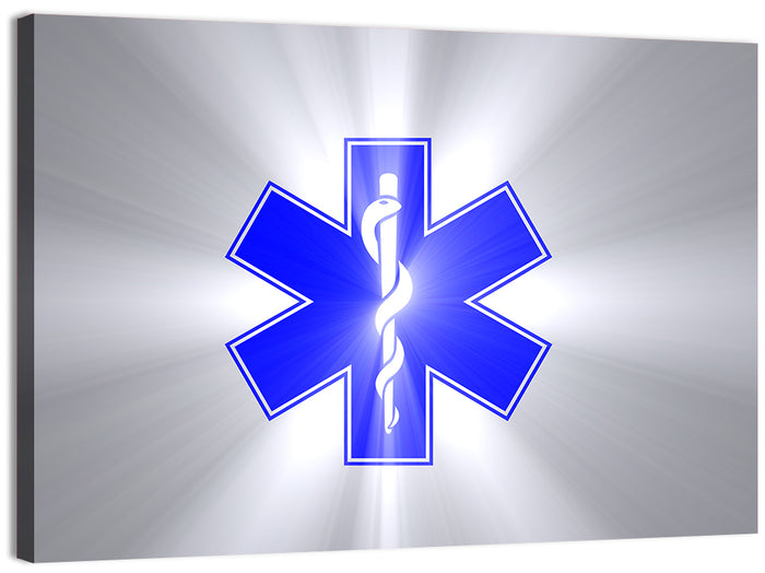 Star of Life with Rod of Asclepius Wall Art as a canvas print