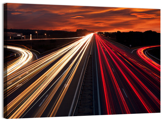 Sunset Highway Light Trails Wall Art