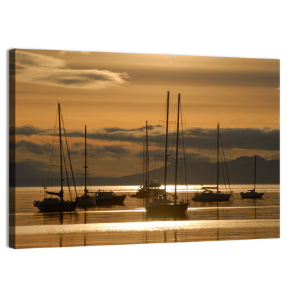 Sailboats at Sunrise Wall Art