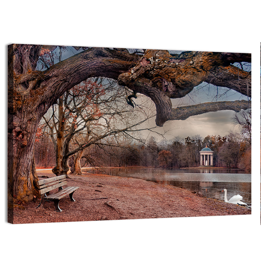 Autumn Pavilion with Swan Wall Art