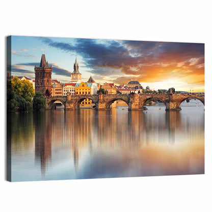 Charles Bridge at Golden Dusk Wall Art