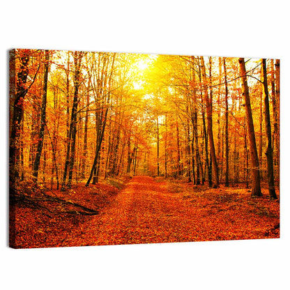Golden Autumn Forest Path Wall Art