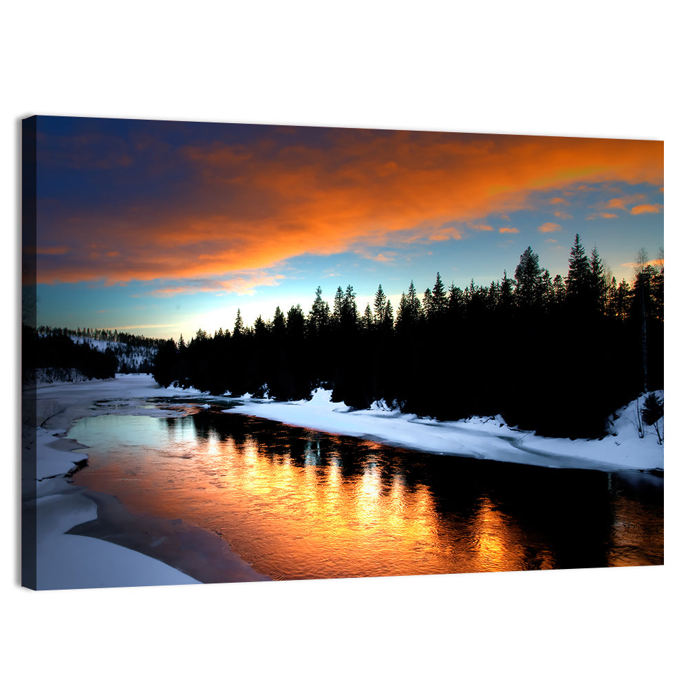 Golden Sunset Over Snowy River Wall Art