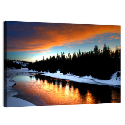 Golden Sunset Over Snowy River Wall Art