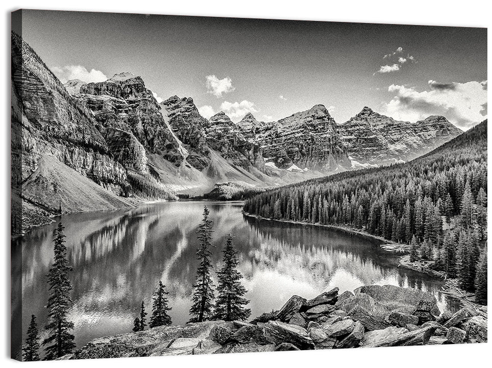 Moraine Lake Monochrome Mountain Landscape Wall Art