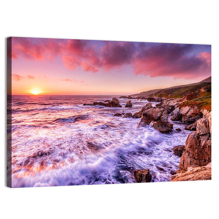 Dusk Over California Cliffs Wall Art as a canvas print