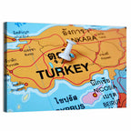 Turkey Map with Ankara Pin Wall Art