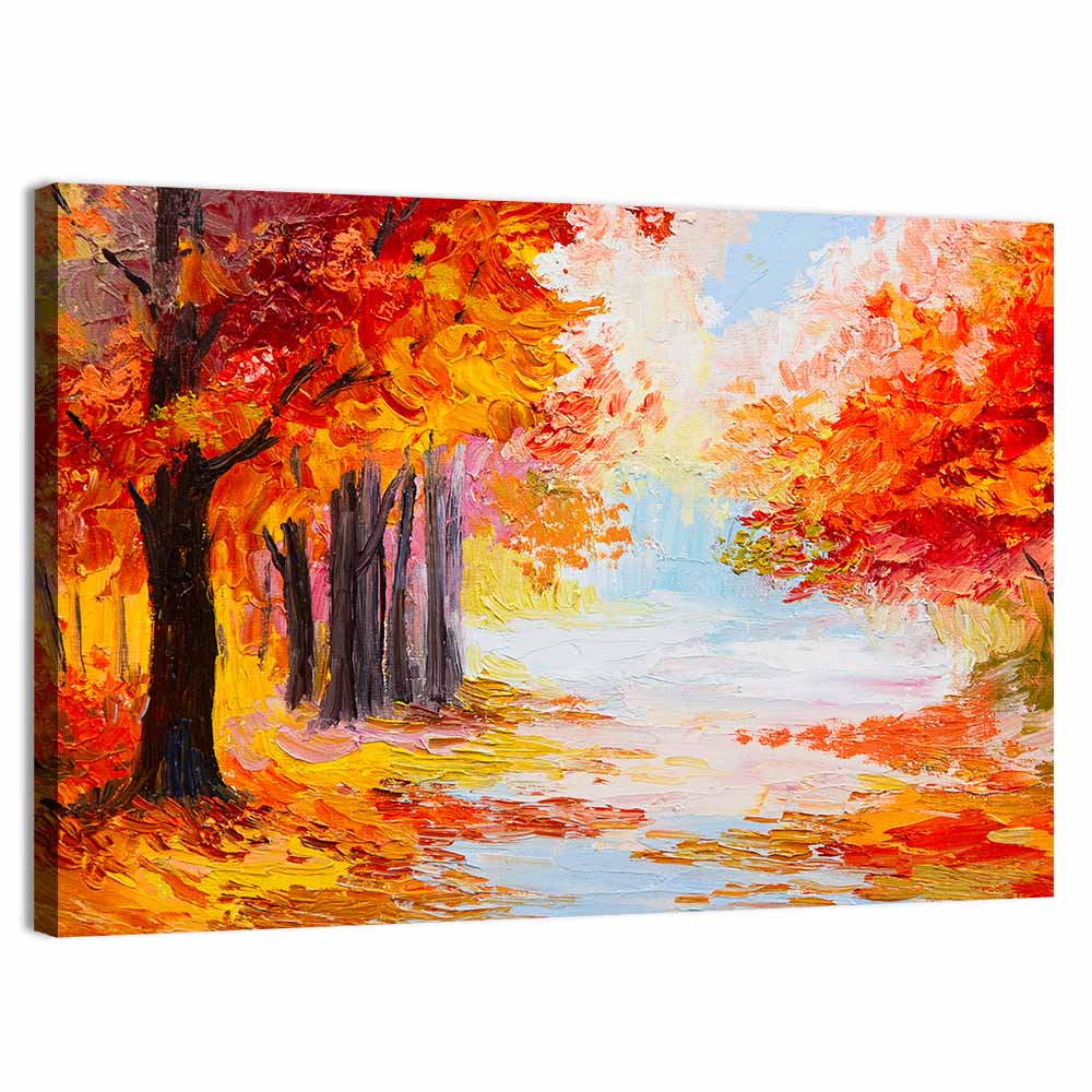 Autumn Forest Pathway Wall Art, canvas print, landscape