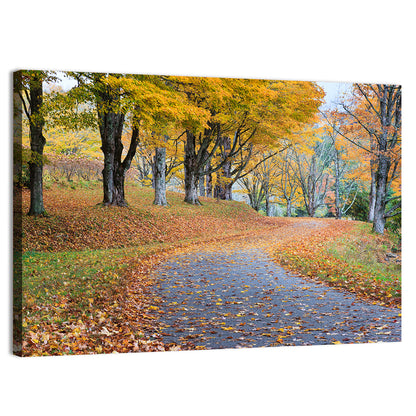 Autumn Road with Golden Canopy Wall Art