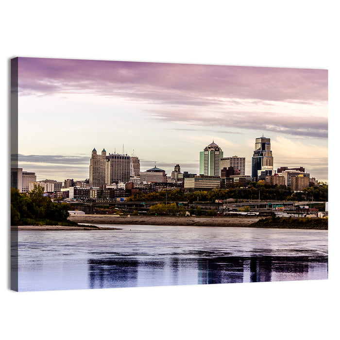 Kansas City Skyline at Dusk Wall Art as a canvas print