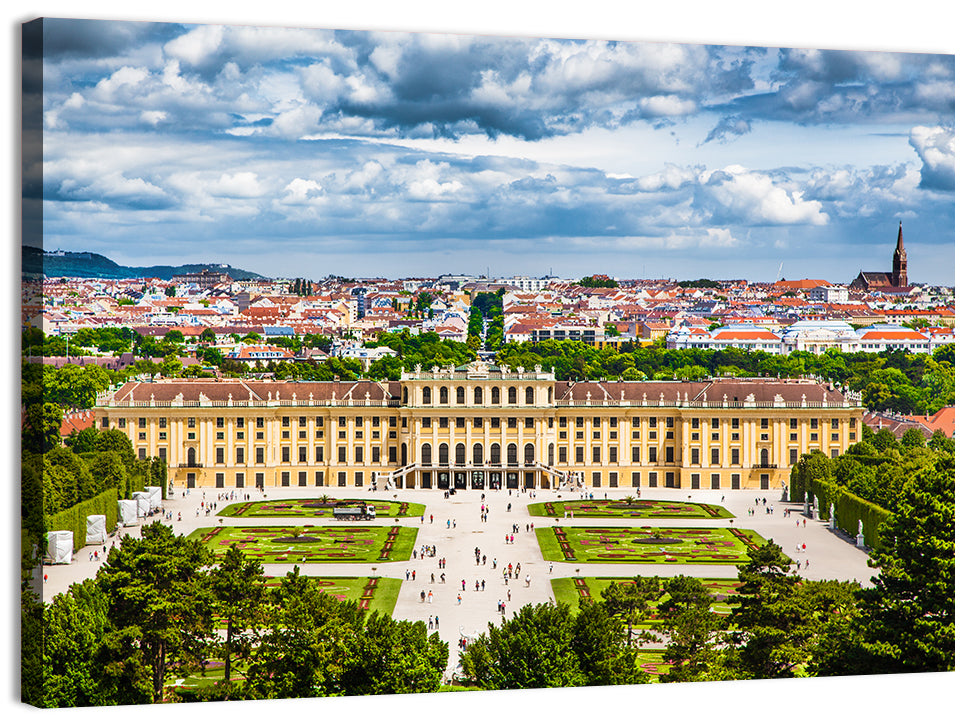 Schönbrunn Palace and Great Parterre Gardens Wall Art, canvas print, landscape