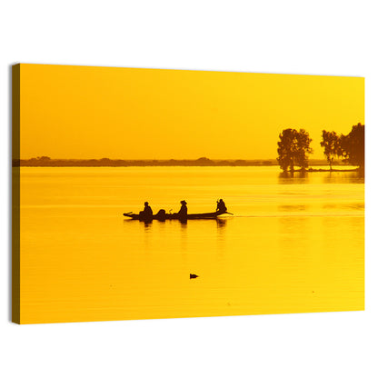 Pirogue at Golden Dusk Wall Art